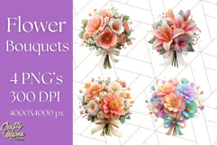 Pastel Flower Bouquet PNG Clipart, Elegant Floral Art Product Image 1