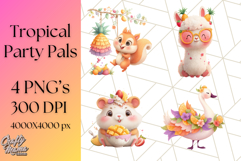 Tropical Fruit Party Animals PNG Clipart, Cute Summer Animal Product Image 1