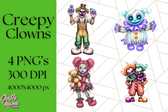 Creepy Clown Halloween PNG Clipart, Spooky Circus Art Product Image 1