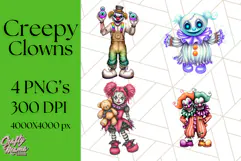 Creepy Clown Halloween PNG Clipart, Spooky Circus Art Product Image 1
