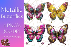 Metallic Butterfly Clipart PNG Clipart, Vibrant Butterfly Product Image 1