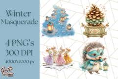 Winter Animal Masquerade Clipart PNG Woodland Animals Product Image 1