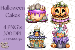 Whimsical Halloween Cake Clipart PNG, Spooky Desserts Product Image 1
