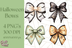 Muted Halloween Bow Clipart, Fall Ribbon PNG Autumn Hair Bow Product Image 1