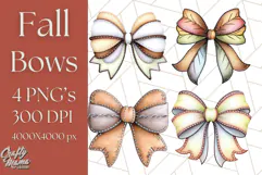Fall Bow Clipart, Autumn Hair Bows PNG, Fall Ribbon Png Product Image 1