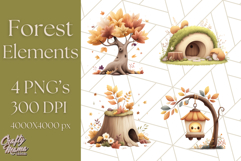 Woodland Forest Scene PNG Clipart, Fall Nature Elements Product Image 1