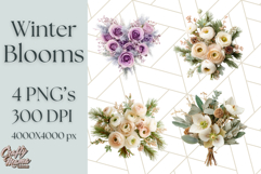 Whimsy Winter Florals Clipart PNG, Christmas Png Clipart Product Image 1