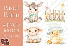 Pastel Farm Nursery PNG Clipart, Baby Animals And Elements Product Image 1