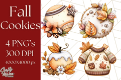 Fall Cookie Clipart PNG, Autumn Sweets Pumpkin Cookies Product Image 1