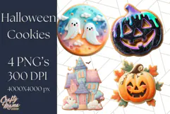Halloween Cookie Clipart PNG, Spooky Sugar Treat Art Product Image 1