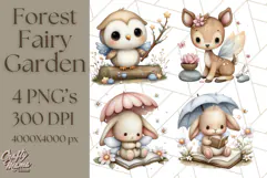 Forest Fairy Garden Creatures PNG, Whimsical Woodland Art Product Image 1