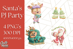 Santa’s Pajama Day Clipart, Cute Christmas Bedtime PNG Product Image 1
