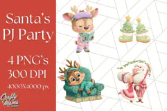 Santa’s Pajama Day Clipart, Cute Christmas Bedtime PNG Product Image 1