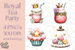 Princess Tea Party PNG Clipart with Teacups & Fancy Treats Product Image 1