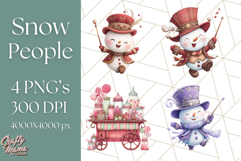 Snowman Family Clipart PNG Winter Holiday Art Product Image 1