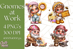 Gnomes at Work Clipart PNG, Cute Gnomes PNG Illustration Product Image 1