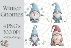 Cozy Winter Gnome Clipart PNG, Christmas Gnome Clip Art Product Image 1