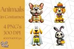 Halloween Animals in Costumes Clipart PNG, Cute Pets Art Product Image 1