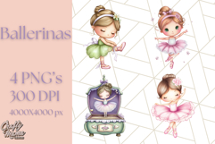 Ballerina Clipart PNG, Cute Ballet Girl Illustration Art Product Image 1