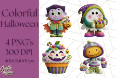 Colorful Halloween Clipart PNG, Cute Kids & Candy Clip Art Product Image 1