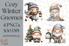 Watercolor Winter Gnome Clipart, Cute Gnome Christmas PNG Product Image 1