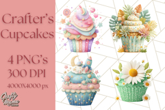 Paper Cupcake Clipart Layered Paper Scrapbook Collage Png Product Image 1