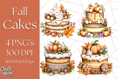 Fall Cake Clipart PNG, Autumn Cakes With Pumpkins Product Image 1