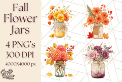 Fall Mason Jar Flowers PNG Clipart Product Image 1