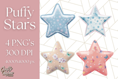 Cute Puffy Star Clipart PNG, 3D Glossy Pastel Stars Clip Art Product Image 1