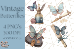 Vintage Butterfly PNG Clipart, Fairytale Cottagecore Images Product Image 1