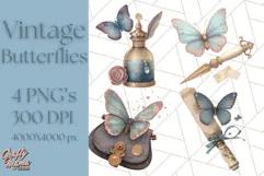 Vintage Butterfly PNG Clipart, Fairytale Cottagecore Images Product Image 1