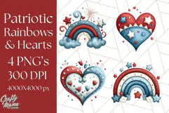 Patriotic Scandinavian Rainbow Clipart PNG, 4th Of July Png Product Image 1