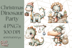 Christmas Dinosaur Party Png, Dino Clipart PNG Product Image 1