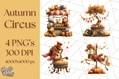 Autumn Circus Clipart Carnival Tent Fall PNG, Vintage Circus Product Image 1