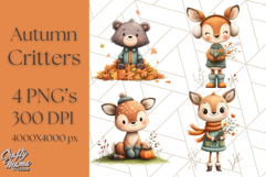 Cozy Autumn Animal Clipart, Fall Forest Critters PNG Product Image 1