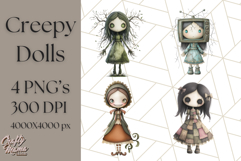 Creepy Dolls Clipart PNG Haunted Toy Characters Product Image 1