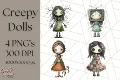 Creepy Dolls Clipart PNG Haunted Toy Characters Product Image 1