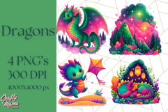 Cute Fantasy Dragon Clipart PNG, Bold Baby Dragon Clip Art Product Image 1