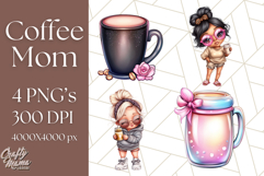 Sassy Mom Coffee PNG Clipart, Messy Bun Mom Life PNGs Product Image 1