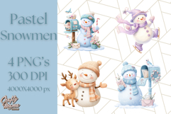 Pastel Snowman Clipart PNG, Cute Soft Winter Graphics Product Image 1