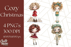 Cozy Christmas Clipart, Santa and Friends PNG Graphics Product Image 1