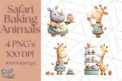 Cozy Safari Baking Animals PNG, Cute Jungle Kitchen Art Product Image 1