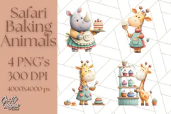 Cozy Safari Baking Animals PNG, Cute Jungle Kitchen Art Product Image 1