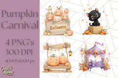 Creepy Carnival Halloween Clipart PNG with Hayride Art Product Image 1