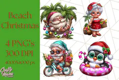 Summer Christmas Clipart PNG, Tropical Holiday Art Clip Art Product Image 1