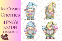 Ice Cream Gnome Clipart PNG Summer Dessert Art, Summer Gnome Product Image 1