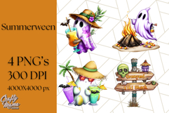 Summerween Beach Party Clipart PNG, Halloween Beach Art Product Image 1