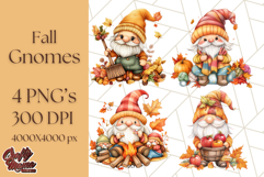 Fall Gnome PNG Clipart, Cute Autumn Gnomes with Pumpkins Product Image 1