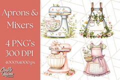 Cottagecore Kitchen Mixer, Apron PNG Clipart, Retro Floral Product Image 1