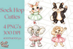 Sock Hop Animal Dance Party PNG Clipart, Cute Retro 1950s Product Image 1